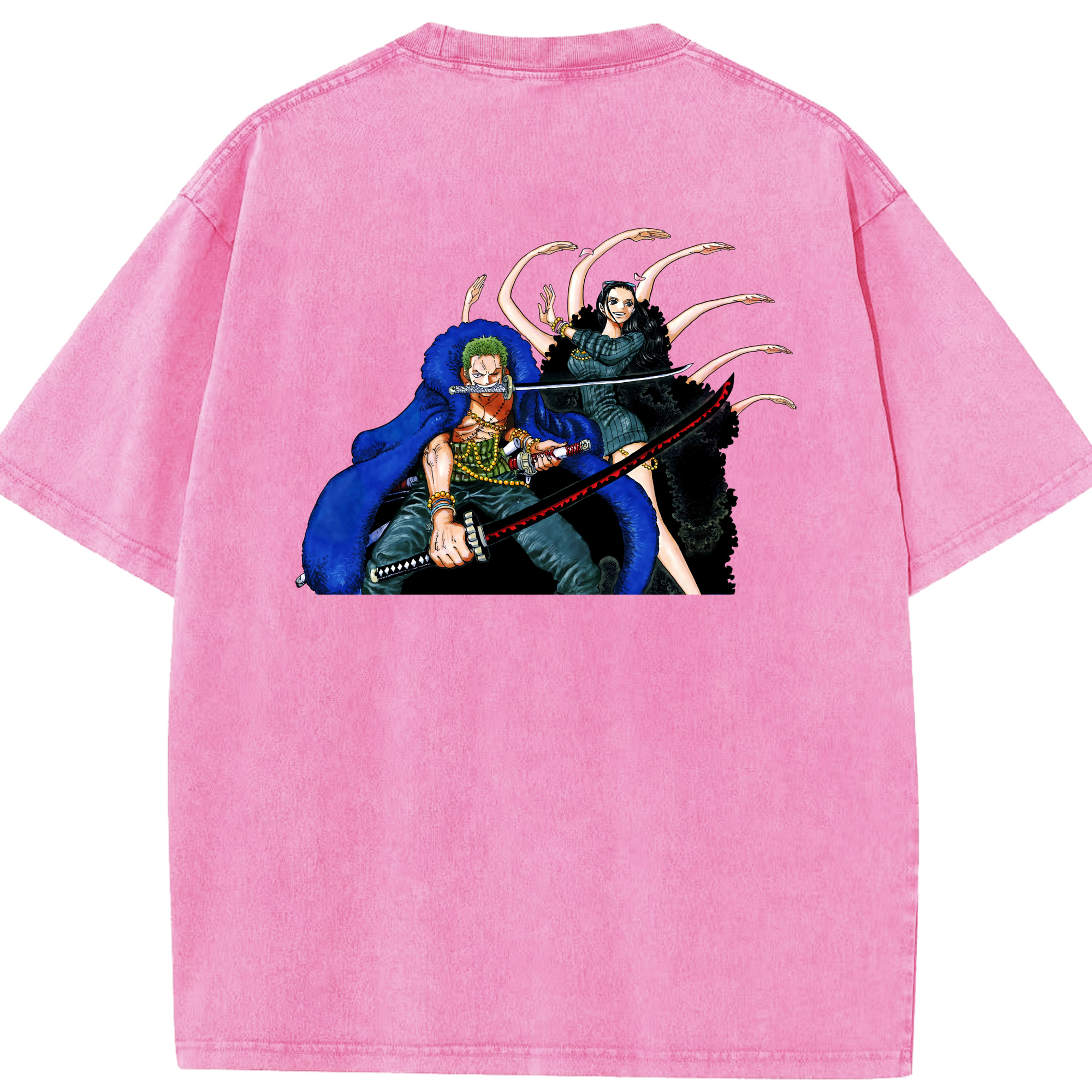ワンピース ロロノア・ゾロ ONE PIECE Roronoa Zoro 綿100% ヴィンテージ風 半袖Tシャツ（背面プリント）
